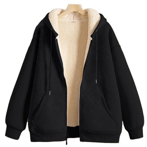 Men's Black Zipper <b>Hoodie</b> <b>Sherpa</b> Fleece <b>Lined</b> Hooded Sweatshirt with Pocket Warm in Winter Casual <b>Hoodie</b> - Product Image 3