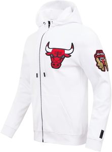 Sudadera con capucha blanca para hombre, con cremallera completa, logotipo de toro bordado, corte regular, informal - Product Image 2