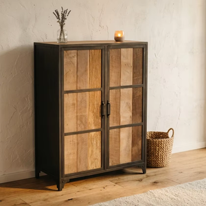 Gabinete de Madera de Teca Natural Tania con 6 Cajones - Mueble de Almacenamiento Compacto para Dormitorio o Sala de Estar Estilo Rústico - Product Image 3