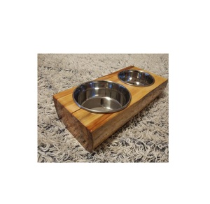 Pet Feeding <b>Stand</b> With Two White <b>Bowls</b> Rectangle Indoor Durable Design Adjustable Height Pet <b>Bowl</b> <b>Stand</b> Wooden Cat and <b>Dog</b> - Product Image 4