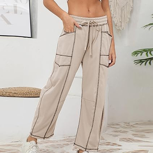 Women Spring Embroidered <b>Cargo</b> Sweatpants <b>Wide</b> <b>Leg</b> High Waist Drawstring Joggers Loose Fit Streetwear Casual Lounge 100% Cotton - Product Image 4