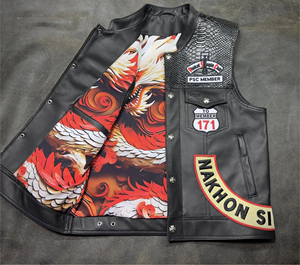 Leather Biker Club Vest with Side Laces - Product Image 2