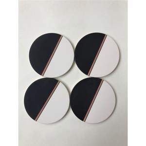 Ensemble de sous-verres absorbants personnalisés avec logo, sous-verres ronds en pierre à motifs géométriques, base en liège anti-rayures, sous-verres pour cuisine et salle à manger - Product Image 2