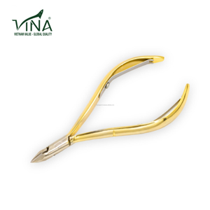 Pinza para cutículas de Vina, herramienta chapada en oro de acero al carbono, hoja redonda para limpieza de piel muerta, dedos de los pies - Product Image 1