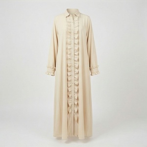 2025 OEM Kimono Abaya pour femmes musulmanes, en tissu polyester épais, doux et très extensible, col en V, manches longues, pour fêtes, Ramadan, mariages - Product Image 1