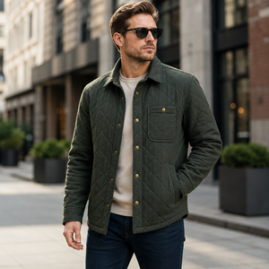 Custom <b>Mens</b> Quilted <b>Shirt</b> Jacket Lightweight <b>Padded</b> Snap Button Outdoor Casual Coat OEM ODM Private Label Wholesale Manufacturer - Product Image 3