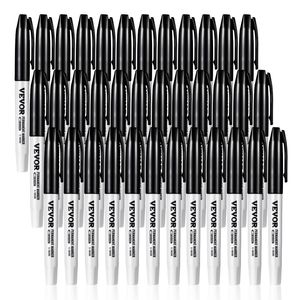 Lot de 36 stylos marqueurs noirs à pointe fine, encre permanente à séchage rapide et résistante à la décoloration, pour plastique et papier, ensemble pour un usage quotidien - Product Image 1