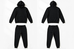 Unisex <b>Black</b> <b>Zip</b> <b>Up</b> <b>Hoodie</b> Oversized Solid Color Hooded Sweatshirt French Terry Casual Autumn Pullover - Product Image 4
