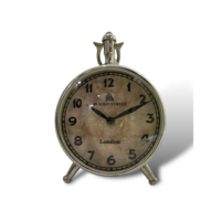 Jam Meja Analog Aluminium Art Deco Buatan Tangan Mewah, Gerakan Mekanis Quartz Senyap, Dekorasi Rumah Kantor Uttarakhand Tajdaar
