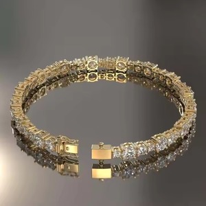 Sparkling Lab-Grown Diamond Bracelet High Quality 18K Yellow Gold Non-Fade Hip Hop Jewelry for Men and Women - Product Image 5