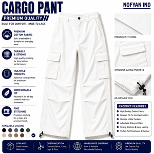Fabricante de Pantalones Cargo Personalizados OEM, Pantalones Cargo de Pierna Ancha de Algodón para Hombre y Mujer, Ropa Urbana, Pantalones Utilitarios Holgados, Marca Privada - Product Image 1