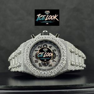 Reloj de Cuarzo con Aspecto de Hielo, Bisel de Cristal, Cronógrafo, Reloj de Pulsera con Pedrería, Joyería de Vestir - Product Image 5