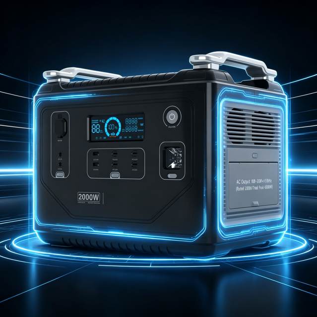 High Capacity 2000W Station LiFePO4 Battery 1997Wh Solar Panel Generator Pure Sine Wave MPPT Home Backup RV Car Jump Starter