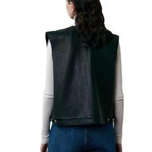 Chaleco Casual Holgado de Cuero Genuino para Mujer, sin Mangas, Cuello en V, Impermeable, Resistente al Viento y Ecológico - Product Image 4