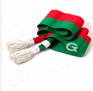 Tricolor <b>Red</b> Green <b>Scarf</b> Sash with Silver Tassel Custom Ceremonial Sash - Product Image 4