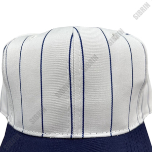 SIBRIN Custom Unisex 6 Panel Pinstripe Baseball <b>Cap</b> White Navy <b>Flat</b> Brim Twill Cotton Hat Outdoor Spring Summer Sports <b>Cap</b> - Product Image 3