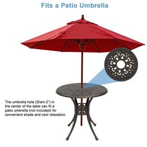 Table de jardin circulaire en aluminium coulé avec plateau diamanté 78*78*75cm, bronze, élégante, pour le confort et la durabilité - Product Image 2