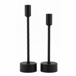 Superior Quality <b>Black</b> Metal Candle <b>Holders</b> Set Of 2 Iron <b>Candlestick</b> Stands For Wedding & Home Tabletop Decor Candle Stand - Product Image 5