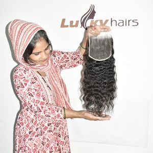 Extensions de Cheveux Humains Indiens Bruts de Qualité Supérieure, Prix de Gros, Fermeture Bouclée Naturelle, Produit Doux et Soyeux, Non Traité, Aspect Naturel et Attrayant - Product Image 2