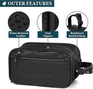 Genuine Leather Wholesale Shaving Pouch Organizer Travel Pouch Beauty Zipper Cosmetic <b>Bags</b> Women's Makeup <b>Bag</b> Men's Toiletry <b>Bag</b> - Product Image 5