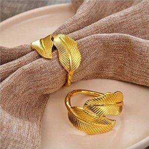 Luxury Gold Leaf Napkin Rings Set for Wedding Table Decoration Metal Napkin Holder for Dining Table Party Events Napkin Ring - Product Image 1