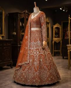 LAHENGA CHOLI DUPATTA BUTTER <b>FLY</b> <b>NET</b> SEQUNCE EMBROIDERY WORK WITH CANCAN & CANVAS PATTA - Product Image 4