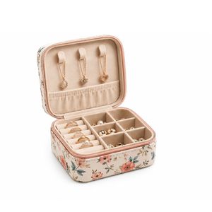 Estuche de Viaje para Joyas con Logotipo Personalizado en Relieve Dorado, Caja Organizadora de Cuero PU para Mujer, Almacenamiento para Viajes de Vacaciones - Product Image 3