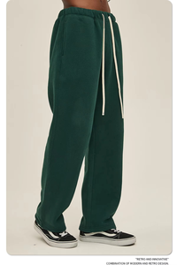 Men's <b>Light</b> Blue Cotton Sweatpants Elastic Waist Drawstring Casual Midweight Knitted Pants Autumn Style - Product Image 3