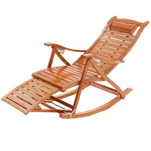 Chaise longue à bascule en bois, chaise de loisirs inclinable d'extérieur avec repose-pieds, design à lattes pour jardin, patio, piscine, vente en gros - Product Image 1