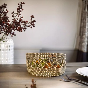 Panier ovale en jonc de mer avec fruits, fait main, pour rangement, vente en gros, écologique, fabriqué au Vietnam - Product Image 6