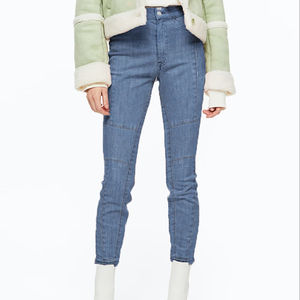 Jean en denim taille haute coupe baril pour femme, tendance, coupe ample et décontractée, style streetwear, bleu - Product Image 1