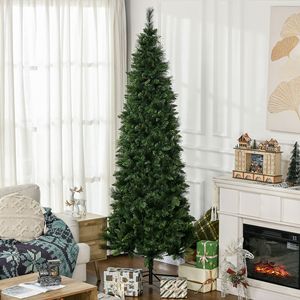Albero di Natale Artificiale Verde in PE PVC da 210 cm con Base in Acciaio di Facile Montaggio, Alta Qualità, Decorazione Natalizia per Interni - Product Image 2