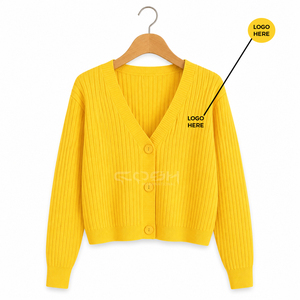 เสื้อคาร์ดิแกนไหมพรมสีเหลืองอะคริลิค แขนยาว สไตล์ลำลอง สีพื้น ติดกระดุมด้านหน้า ของสมาคมพี่น้องหญิง Cosh International - Product Image 1