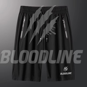 Pantalones Cortos Deportivos Negros para Hombre Bloodline, de Secado Rápido, Cintura Media, con Cordón Ajustable, Logotipo Frontal, Estilo Bermuda - Product Image 1