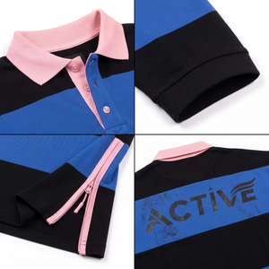 Men's Oversized Boxy 100% Cotton Piqu Polo <b>Y2K</b> Striped Streetwear Rugby <b>Shirt</b> with Side Zips Custom OEM Manufacturer - Product Image 4