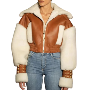 Faux <b>fur</b> <b>lined</b> crop bomber <b>jacket</b> short coat with hoodie 2026 - Product Image 3