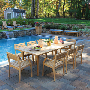 Ensemble de salle à manger de jardin en teck massif minimaliste moderne, résistant aux intempéries, avec sièges rembourrés, table et chaises pour 4 personnes - Product Image 6