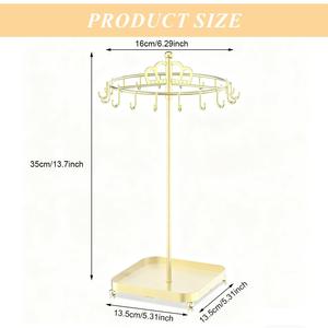 Organizador de Joyas Giratorio con Ganchos de Carrusel de 360 Grados, Soporte para Collares, Torre de Exhibición, Bandeja de Almacenamiento para Ahorrar Espacio - Product Image 6