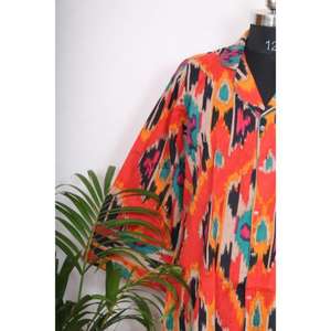 Chemise Kimono Longue Bohème Indienne pour Femme – Vêtement de Nuit Élégant en Coton avec Ceinture à Nouer et Boutons Décoratifs – Coupe Ample et Confortable - Product Image 2