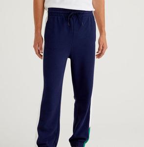 Men's Navy Blue Sweatpants With Side Stripe Elastic Waist Drawstring Casual Pants Custom Logo - Product Image 1
