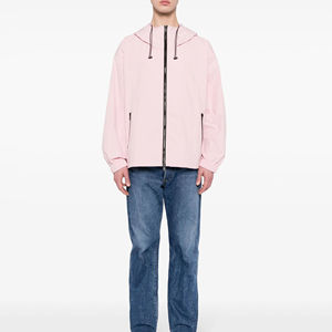 Men's Light <b>Pink</b> Thick Canvas Hooded Quilted <b>Jacket</b> with Zipper Closure <b>Waterproof</b> Casual Winter Outerwear - Product Image 5