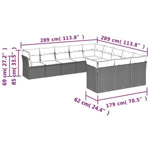 Juego de sofás de patio de ratán sintético gris de 11 piezas con cojines, colección de muebles duraderos para exteriores - Product Image 3