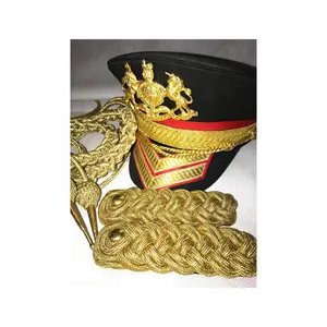 Quốc tế sĩ quan Vàng Thỏi Nghi Lễ Áo khoác phụ kiện, epaulettes & Brass Studs với đầy đủ chiều dài aiguillette