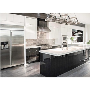 Armoire de cuisine haute sur mesure CANA avec porte à panneaux, gris doux, pour garde-manger et îlot central, prix usine - Product Image 3
