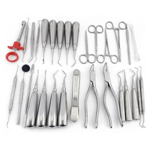 Kit de 30 Piezas de Instrumentos Quirúrgicos Dentales Manuales de Acero Inoxidable, Juego de Pinzas y Elevadores para Extracción Oral, Agarre Ergonómico, Clase I CE - Product Image 1