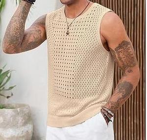 เสื้อยืดแขนกุดผ้าตาข่ายเนื้อบางเบา คอกลม ผ้าฝ้ายนุ่ม ระบายอากาศได้ดี ทรงหลวม สไตล์บ็อกซี่ เหมาะสำหรับออกกำลังกาย เซ็กซี่ - Product Image 5