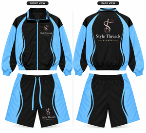 Style Threads Men's Sporty <b>Track</b> <b>Jacket</b> and Shorts Set Color Blocking Quick Dry Polyester Summer Wear - Product Image 1