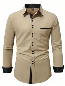 Camisa de Vestir Gris Premium para Hombre, Corte Entallado, Manga Larga, con Botones, Formal, para Negocios, Oficina, Bodas, Fiestas, Clásica, Elegante y Cómoda - Product Image 4