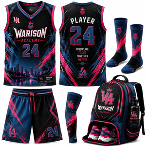 Customized Basketball Uniform Set Sublimation Print 100% Polyester Breathable Unisex Basketball Jersey And Short Set - Product Image 3