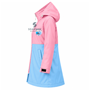 แจ็คแอนด์จิลออฟอเมริกาเสื้อแจ็คเก็ตกันฝนแบบมีฮู้ดสีฟ้าชมพูสำหรับผู้หญิง คอตั้ง แขนยาว กันน้ำ ซิปหน้า เสื้อโค้ทแบบ Anorak - Product Image 3